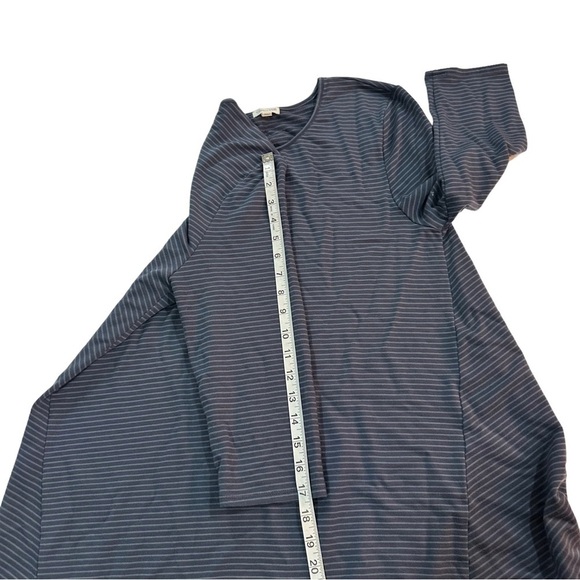 Garnet Hill Navy Blue & Periwinkle Striped Short Sleeve T-Shirt Mini Dress Sz L - Picture 11 of 13